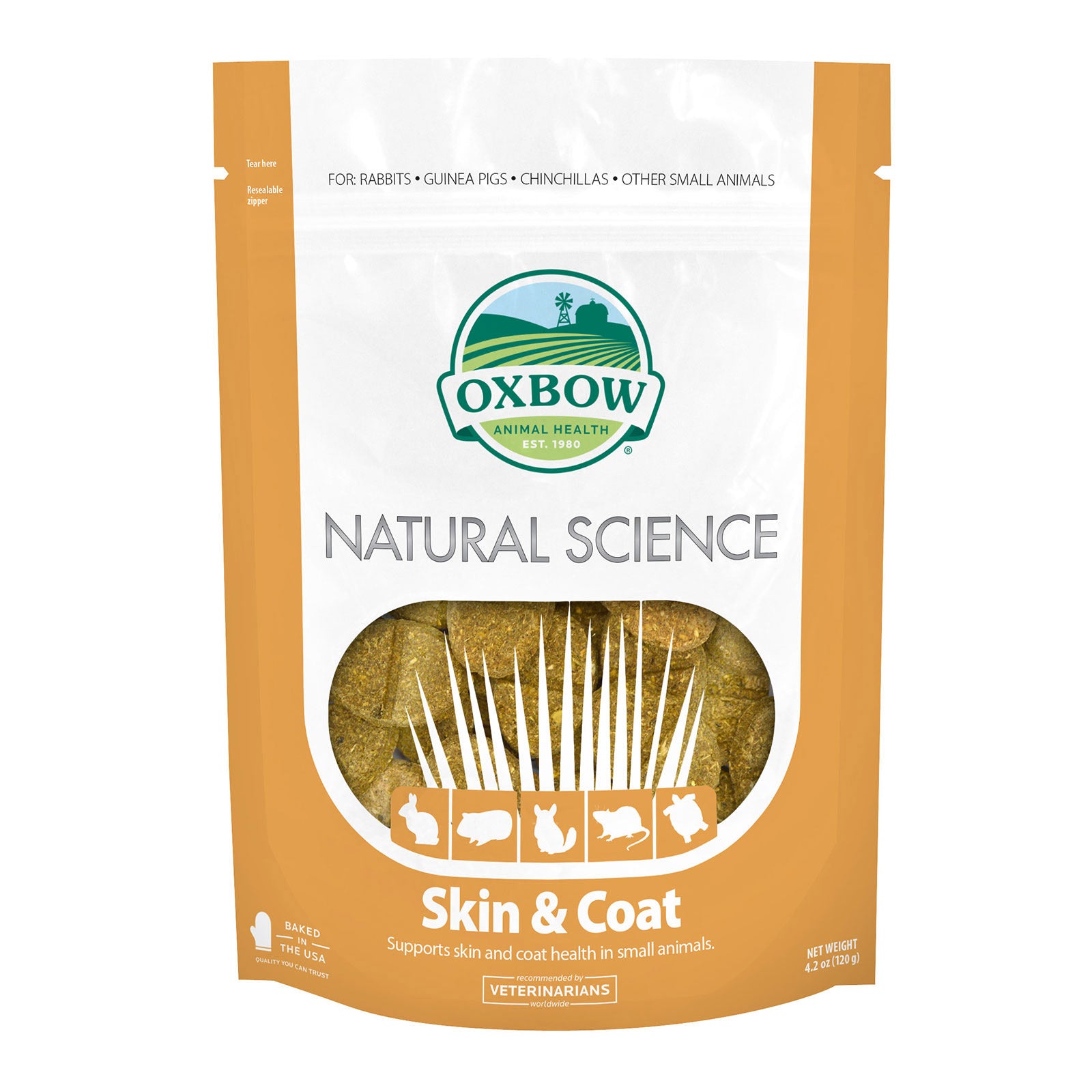 Oxbow Natural Science Skin & Coat product packaging on a white background at Pet Servo