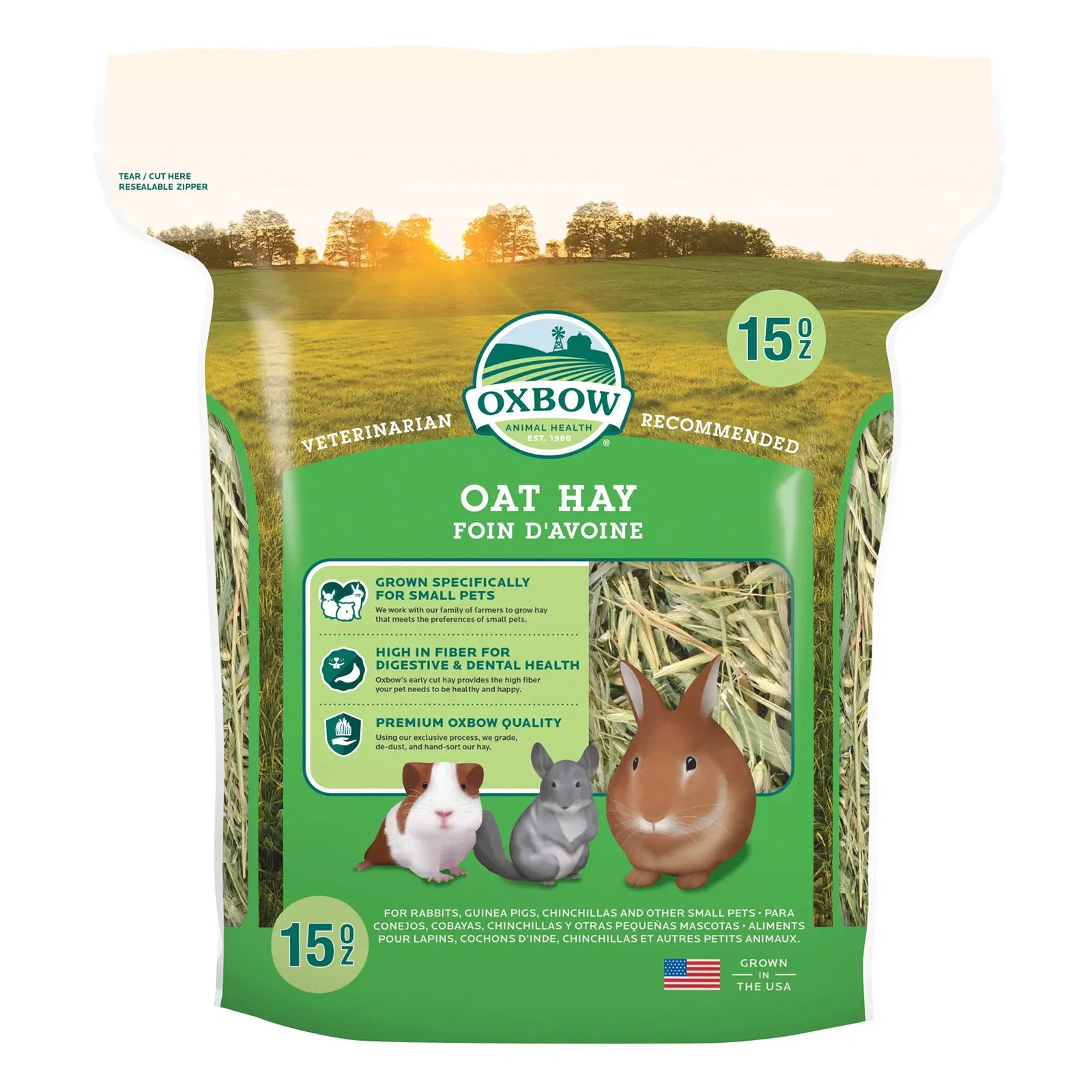 Oxbow Oat Hay package with a scenic background at Pet Servo