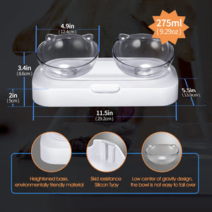 Pet bowl with measurements and features on a dark background at Pet Servo