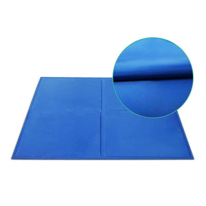 Blue mat with a close-up of its texture on a white background at Pet Servo