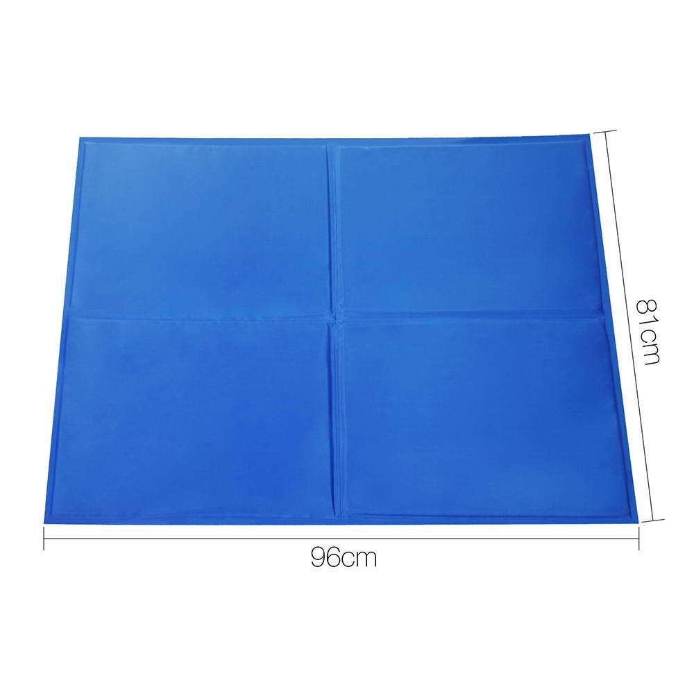 Blue mat with dimensions 96cm x 81cm on a white background at Pet Servo