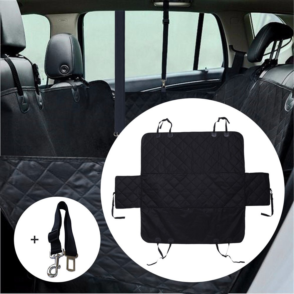 YES4PETS - Waterproof Premium Pet Back Car Seat Cover Hammock NonSlip Mat Protector + Free Pet Seat Belt