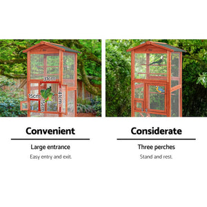 I. Pet - XL Wooden Bird Cage 168cm for Parrots & Pets - Petservo