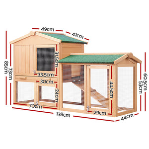 I. Pet - Large 138cm Wooden Chicken Coop & Rabbit Hutch - Petservo