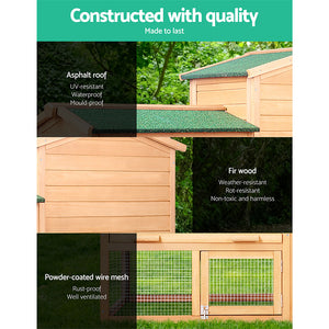 I. Pet - Large 138cm Wooden Chicken Coop & Rabbit Hutch - Petservo