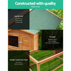 I Pet - Large 155cm Wooden Chicken Coop & Rabbit Hutch - Pet Servo