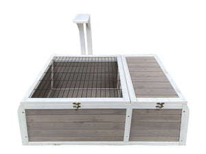 Wooden pet playpen with wire top on a white background at Pet Servo