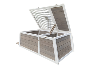 Wooden storage box with a hinged lid on a white background at Pet Servo