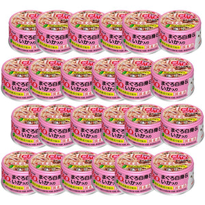 Multiple tins of Ichiko brand canned food with pink packaging and Japanese text.