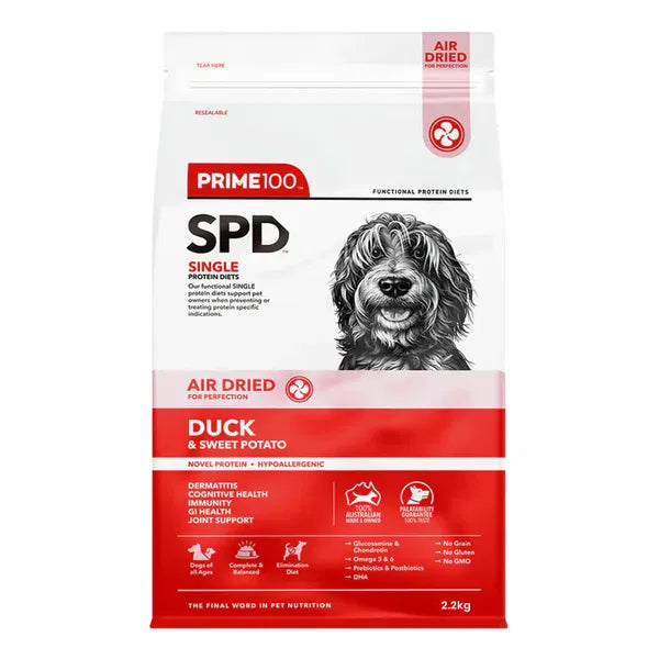 Prime100 - SPD Single Protein Diets Air Dried Duck & Sweet Potato All Life Stages Dry Dog Food