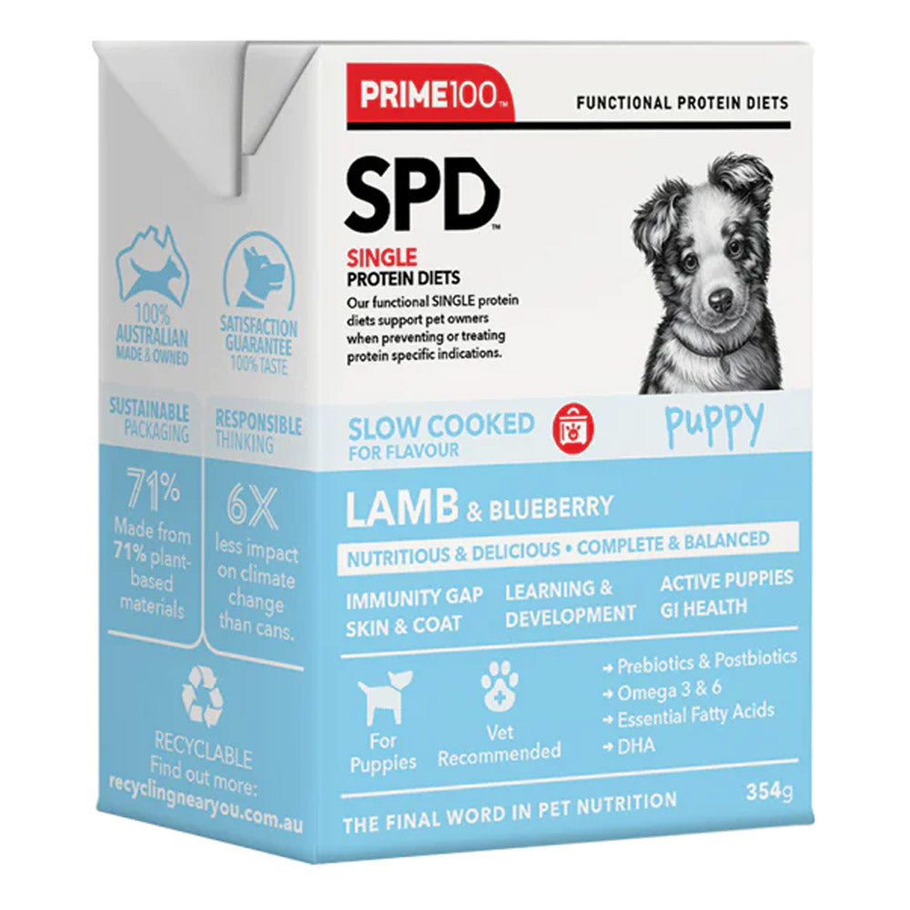 Prime100 - SPD Single Protein Diets Slow Cooked Lamb & Blueberry Puppy Wet Dog Food 354 Gm