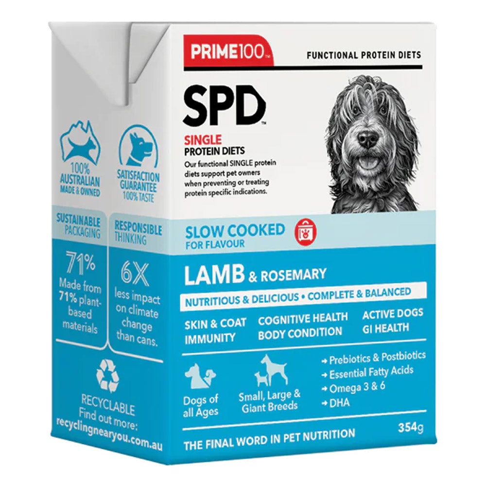 Prime100 - SPD Single Protein Diets Slow Cooked Lamb & Rosemary Wet Dog Food 354 Gm