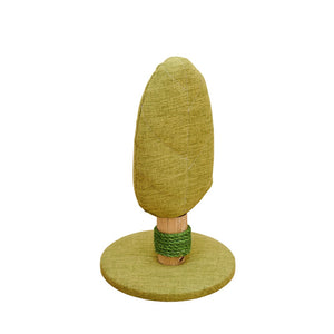 Green cat tree with a round base on a white background at Pet Servo