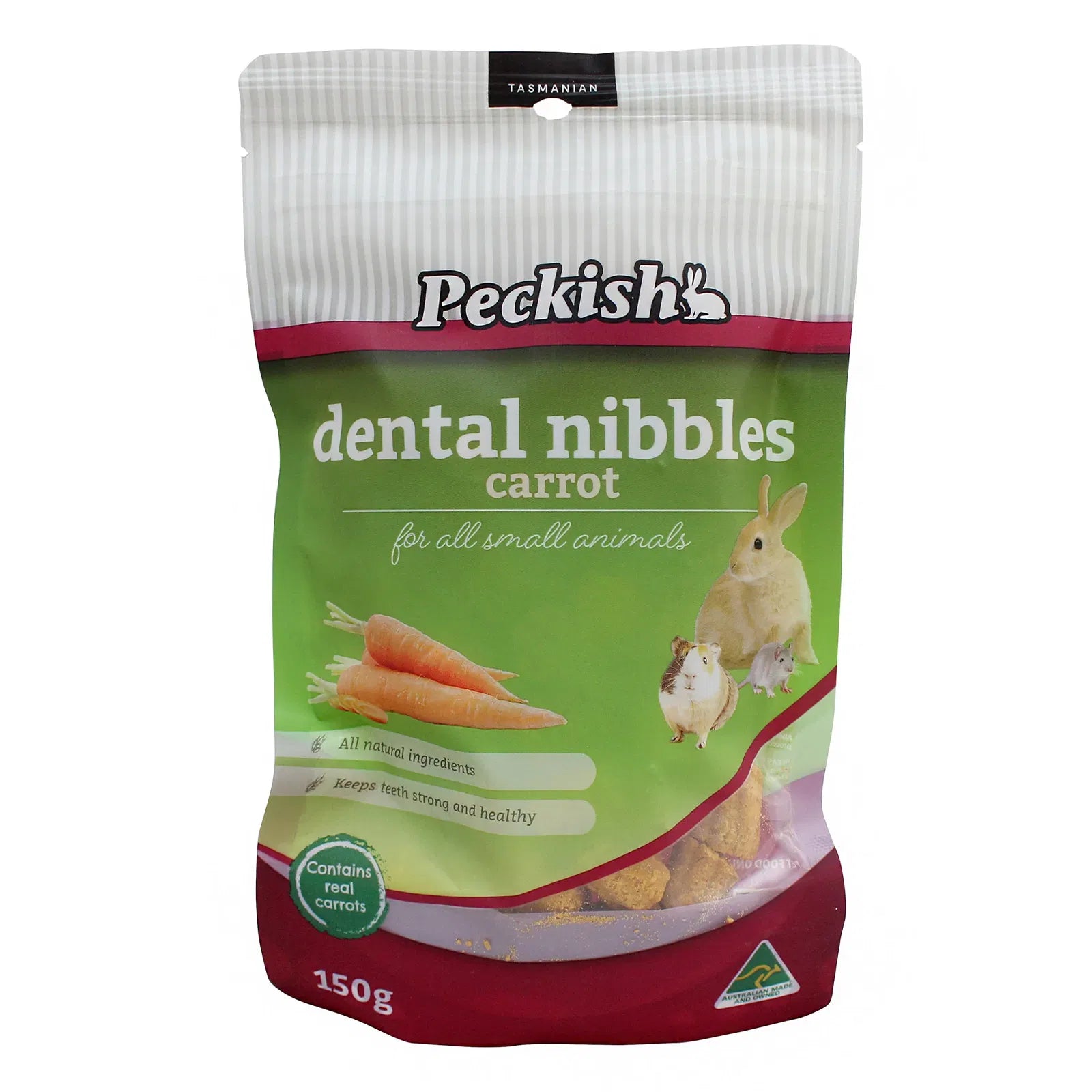 Package of Peckish Dental Nibbles Carrot for small animals on a white background at Petservo