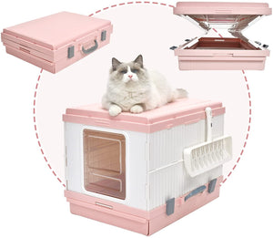 Petservo - Portable Foldable Cat Litter Box with Scoop Pink – YES4PETS-1