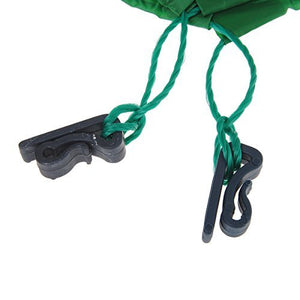 Black plastic clips with green rope on a white background at Pet Servo
