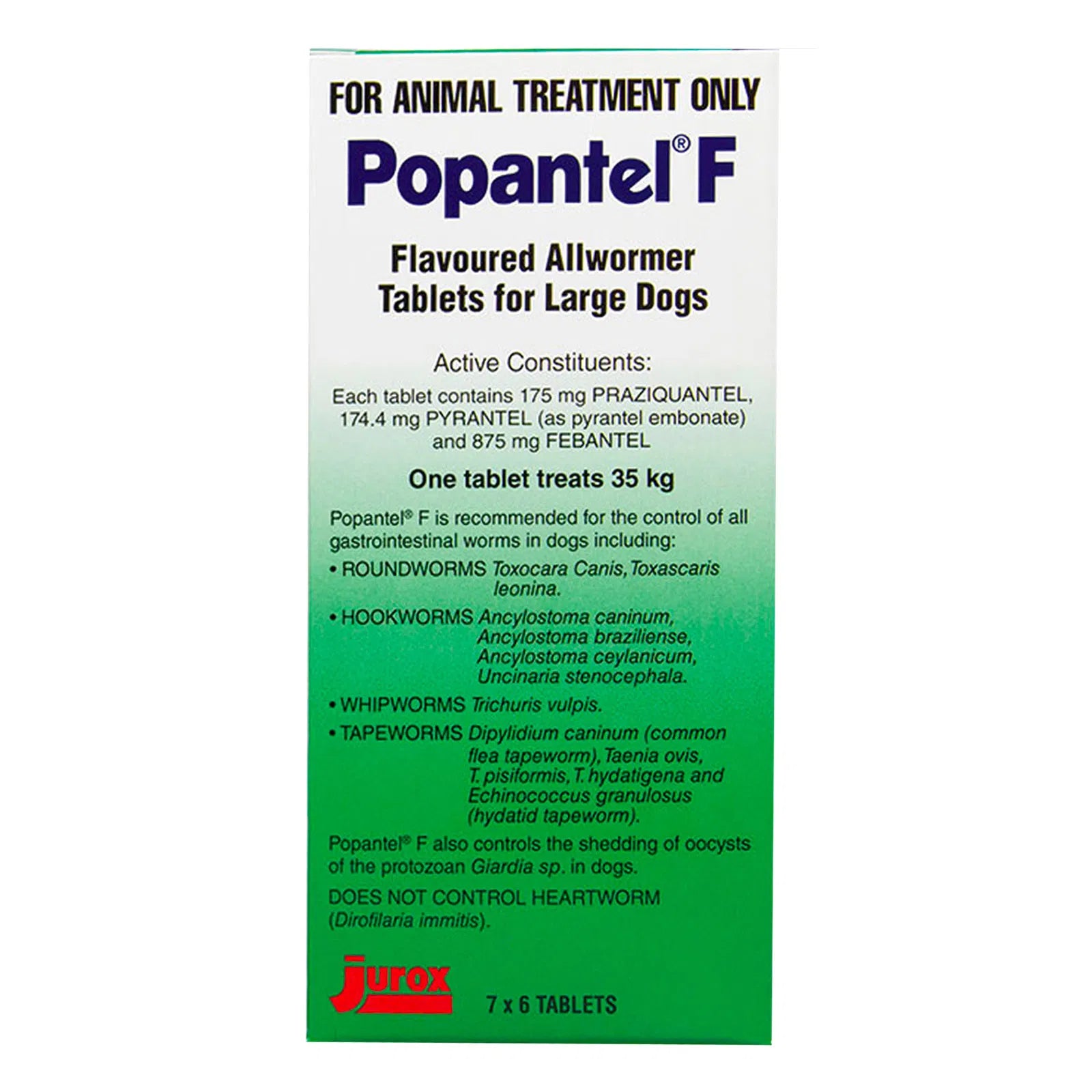 Box of Popantel F Flavoured Allwormer Tablets for Large Dogs on a white background at Pet Servo
