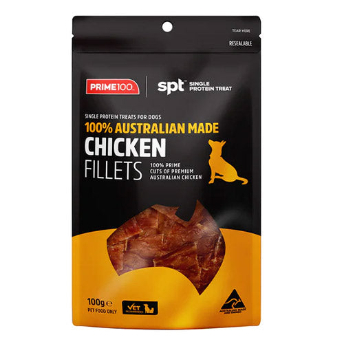 Prime100 - SPT Single Protein Chicken Fillets Treats for Dogs 100gm