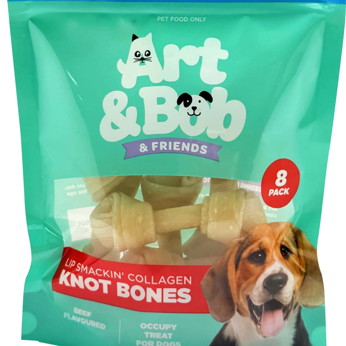 Package of Art & Bob & Friends dog treats with a dog on the front at Pet Servo