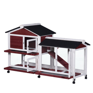 Two-level pet cage with red and white design on a white background at Pet Servo