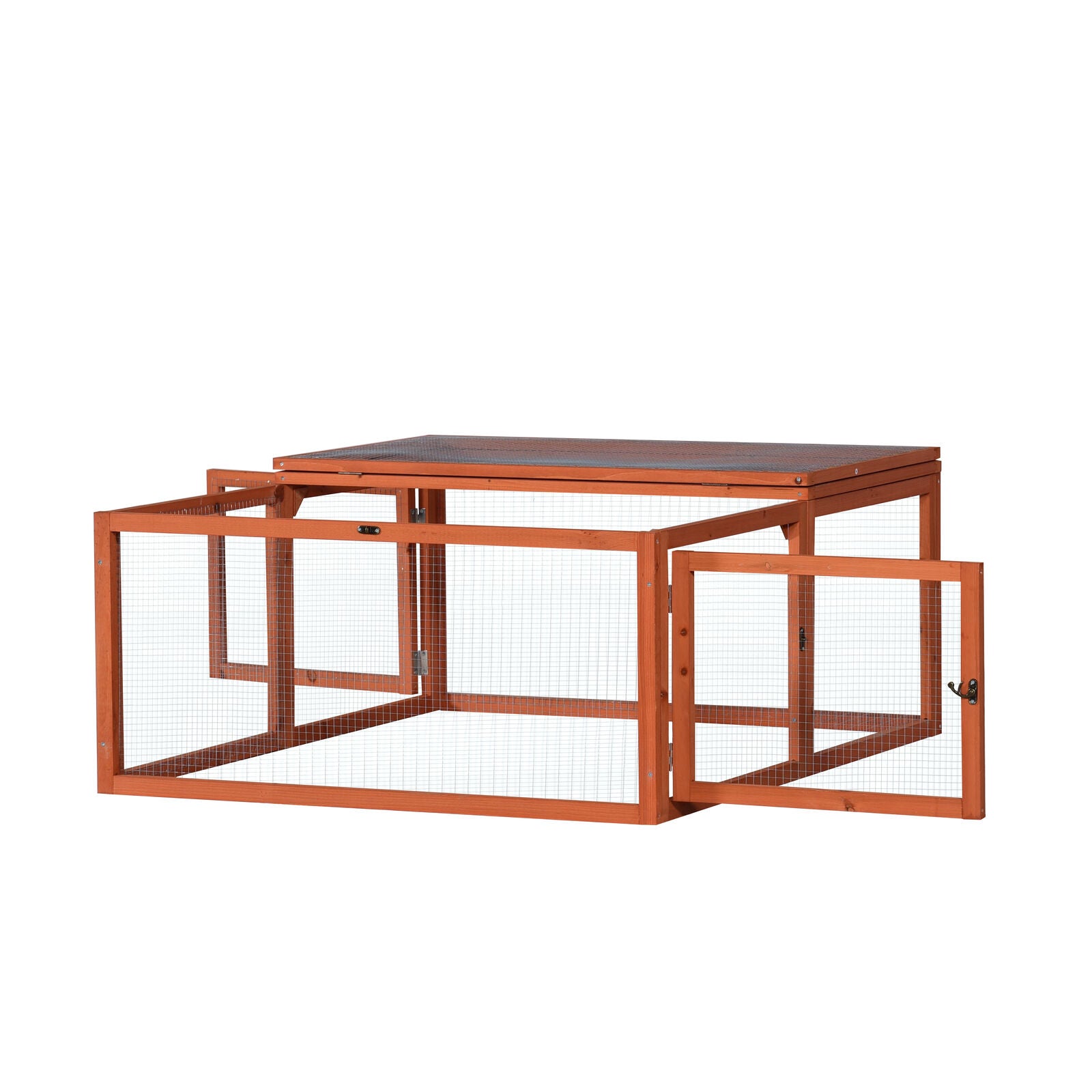 Wooden pet cage with wire door on a white background at Pet Servo