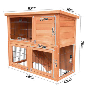 Wooden pet cage with dimensions labeled on a white background at Pet Servo
