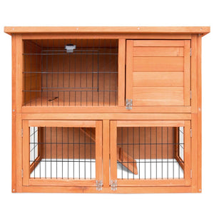 Wooden pet cage with two levels on a white background at Pet Servo