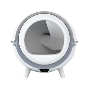 White and gray pet litter box on a white background at Pet Servo