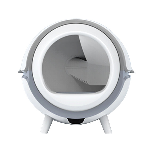 White and gray pet litter box on a white background at Pet Servo
