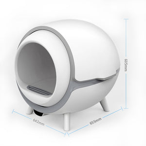 White and gray spherical chair with dimensions on a white background at Pet Servo