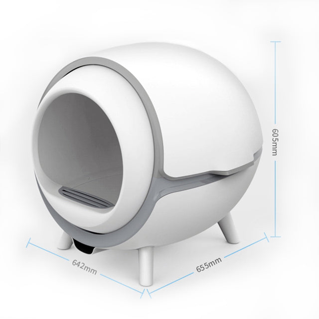 White and gray spherical chair with dimensions on a white background at Pet Servo