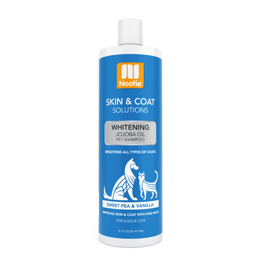 Nootie Skin & Coat Solutions Whitening Jojoba Oil Pet Shampoo bottle on a white background at Pet Servo