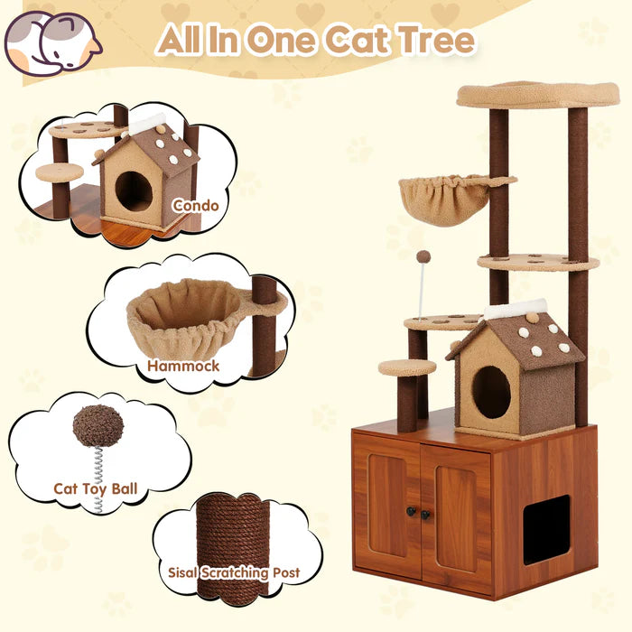 Shop now Advwin 153cm Cat Tree with Litter Box Enclosure at Pet Servo