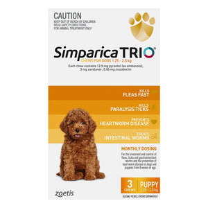 Buy Simparica TRIO for Puppy 1.25-2.5kg (Yellow) at Petservo