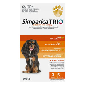 Buy Simparica TRIO for Small Dogs 5.1-10kg (Orange) at Petservo
