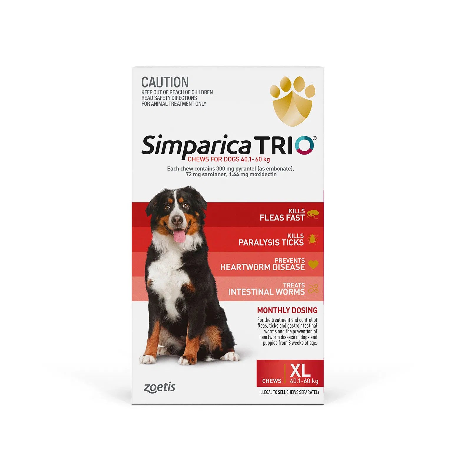 Buy Simparica TRIO for XLarge Dogs 40.1-60kg (Red) at Petservo
