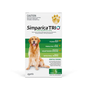 Buy Simparica TRIO for Large Dogs 20.1-40kg (Green) at Petservo