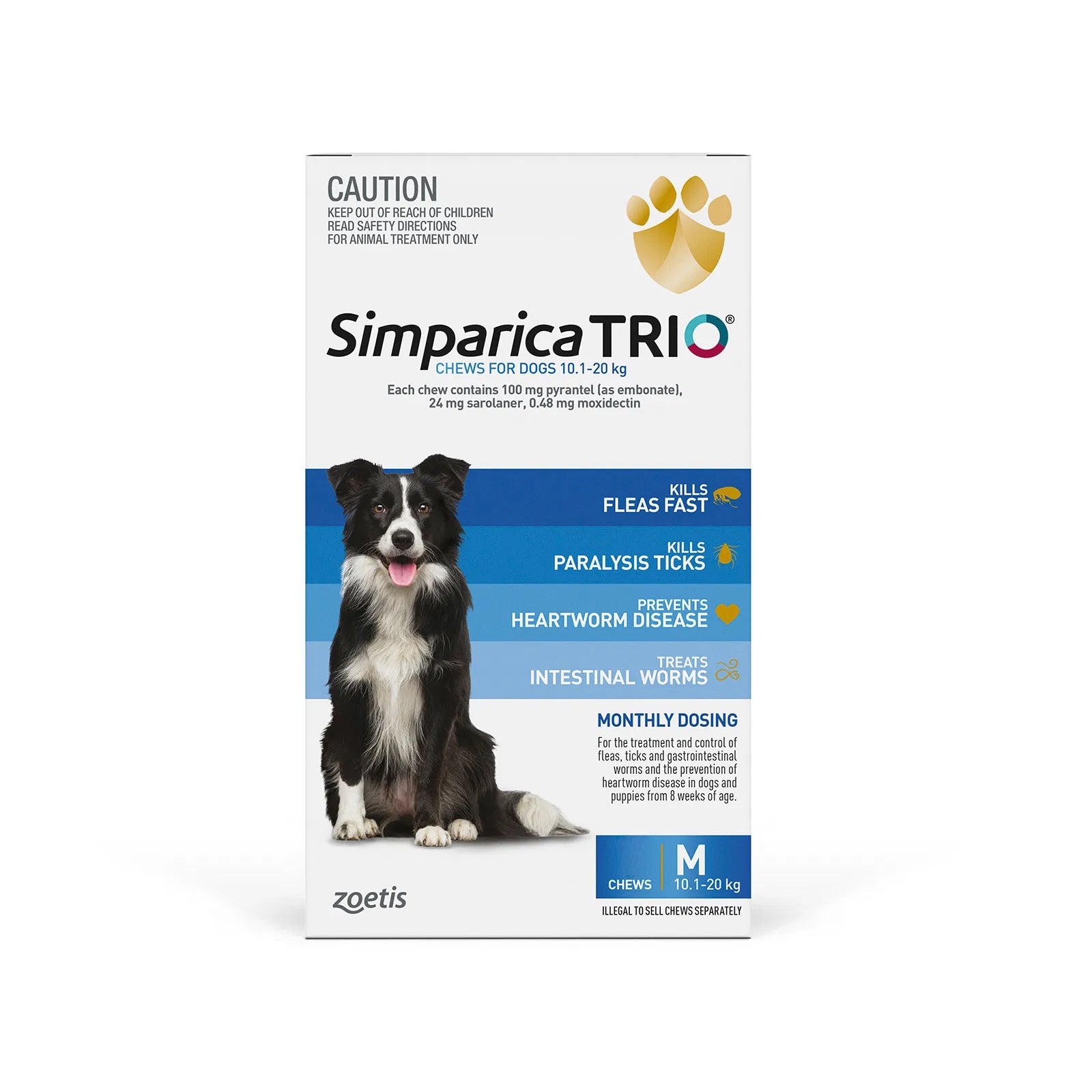 Buy Simparica TRIO for Medium Dogs 10.1-20kg (Blue) at Petservo
