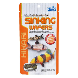 Hikari sinking wafers packaging for fish on a white background at Pet Servo