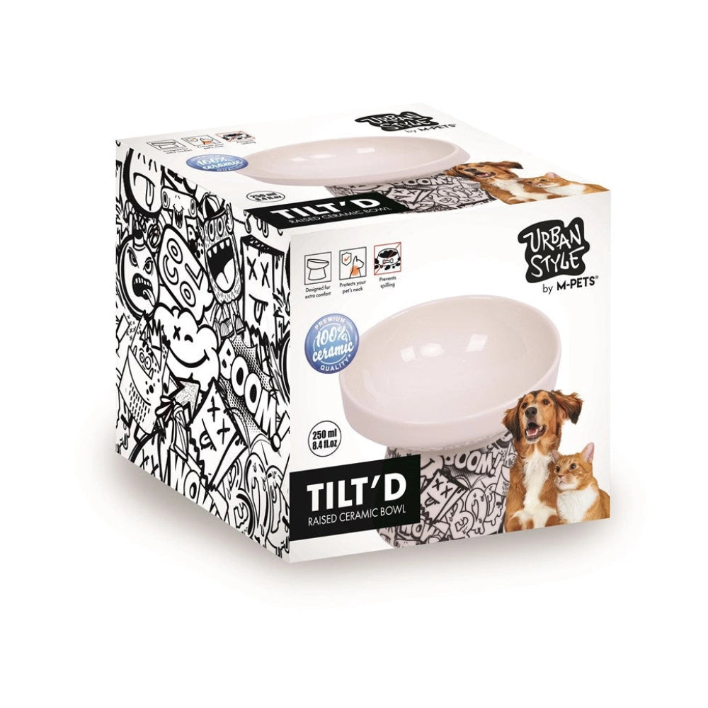M-PETS - URBANSTYLE TILT'D Raised Ceramic Bowl - petservo