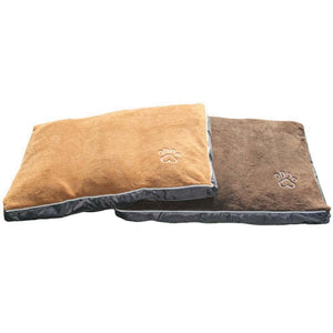 Two folded towels, one brown and one gray, on a white background at Pet Servo