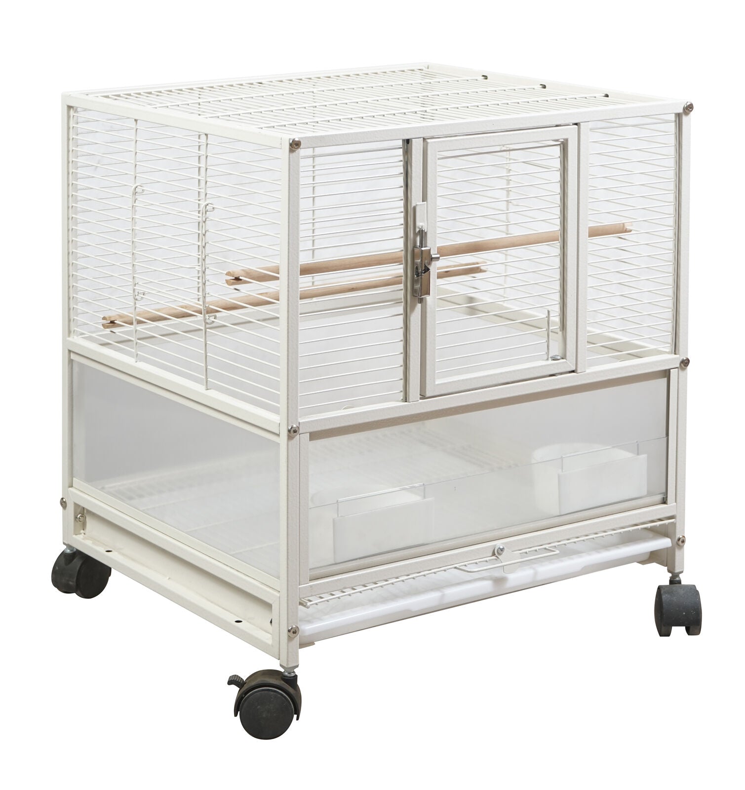 White bird cage with wheels on a white background at Pet Servo