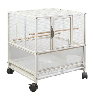 White bird cage with wheels on a white background at Pet Servo