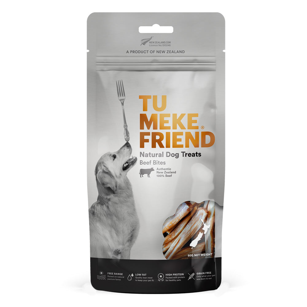 Tu Meke Friend natural dog treats packaging on a white background at Pet Servo