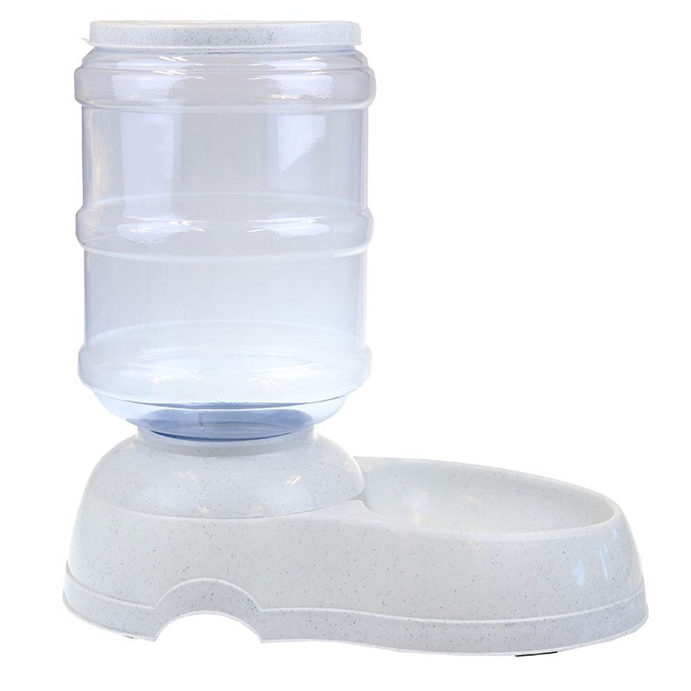 White pet water bottle and feeder set on a white background at Pet Servo