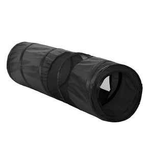 Black pet play tunnel on a white background at Pet Servo