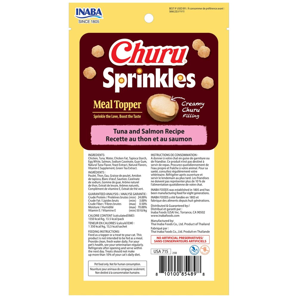 Churu Sprinkles Meal Topper package with yellow background