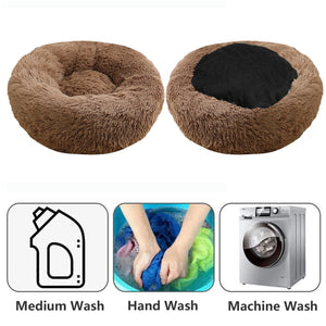 Pet Fantastic - Pet Dog Bed Bedding Warm Plush Round Soft Dog Nest Light Coffee at Pet Servo