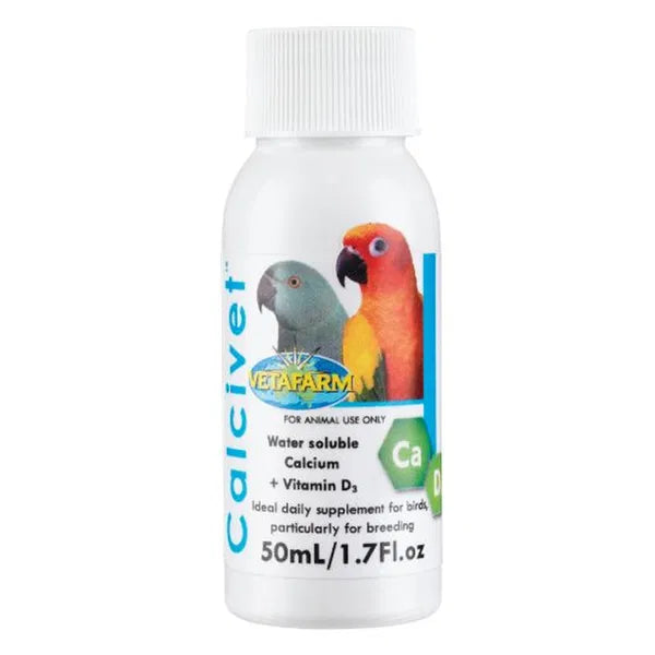Vetafarm CalciVet bottle 50 ml for birds on a white background at Pet Servo
