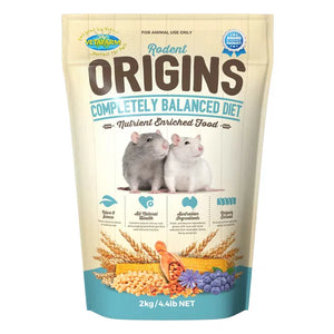 VetaFarm Rodent Origins completely balanced diet food packaging on a white background at Pet Servo